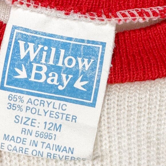 Vintage Baby Panda Bear Sweater Size 9-12 mo Knit Sweater Red Ringer Kawaii - Picture 4 of 4